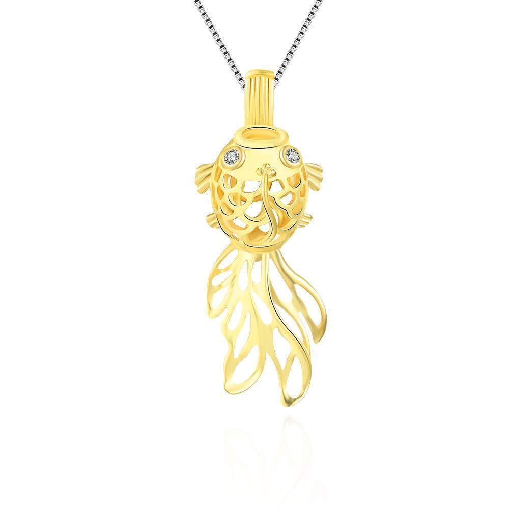 8866 925 Sterling Silver/Gold Plated Goldfish Cage Pendants Crafting Charm